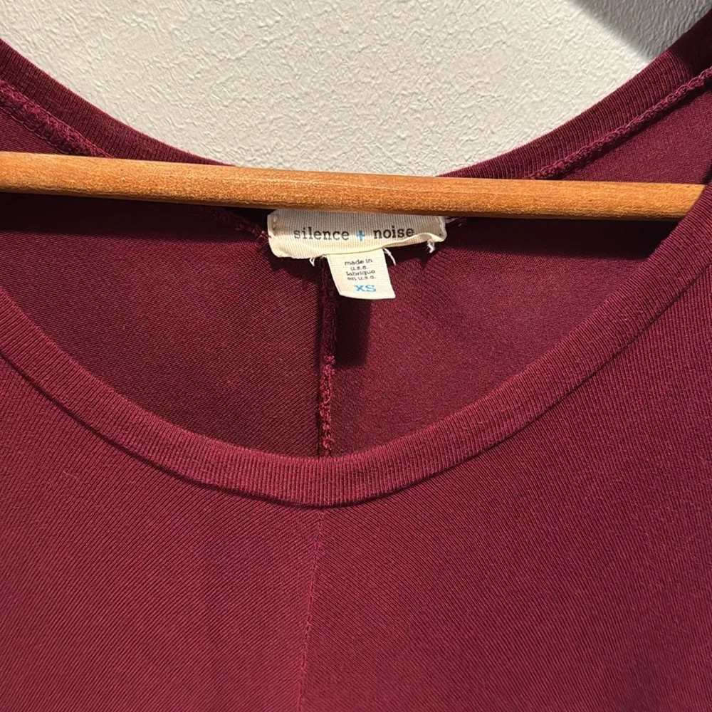 Silence + Noise Swingy Tank Dress Deep Red Burgundy Semi Sheer Flowy Mini Dress - Picture 3 of 15